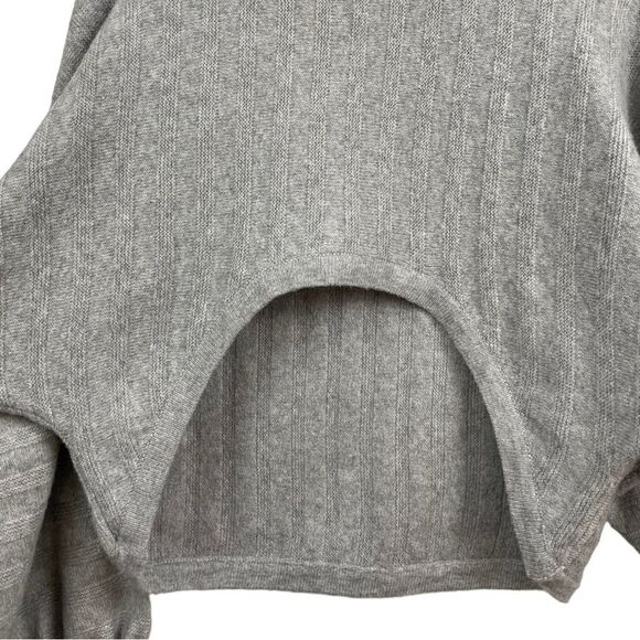Noisy May Grey Ribbed Arc Cropped Balloon Sleeve Sweater Size XS - Picture 5 of 9
